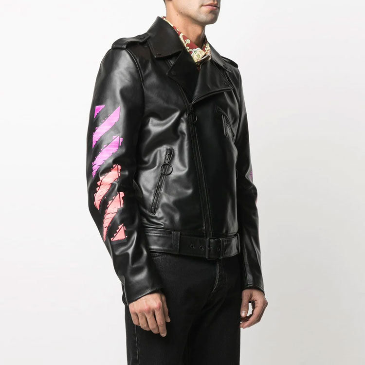 Off-White SS21 lapel Printing Jacket Black OMJG016R21LEA0011032