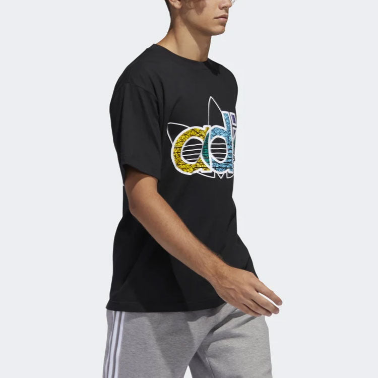 adidas originals Logo Printing Sports Round Neck Short Sleeve Black FM1573