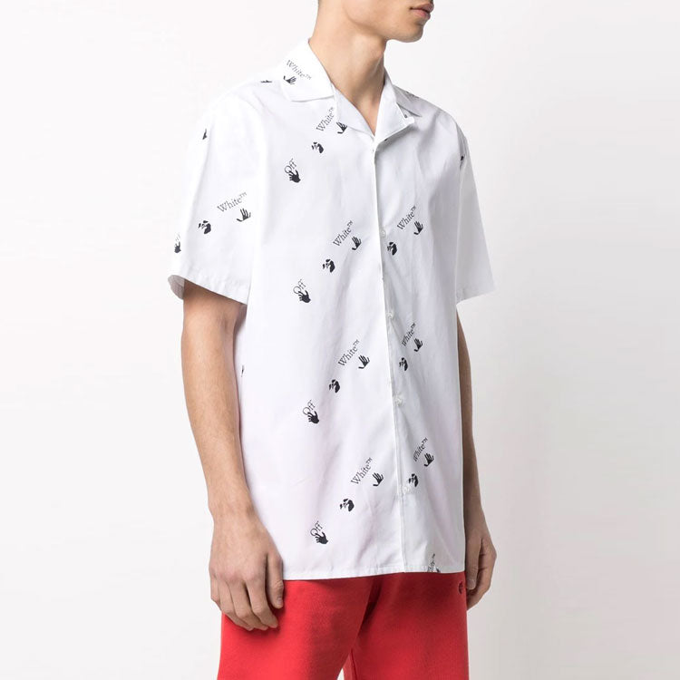 Off-White SS21 Logo Printing Short Sleeve Shirt Loose Fit White OMGA163R21FAB0010110