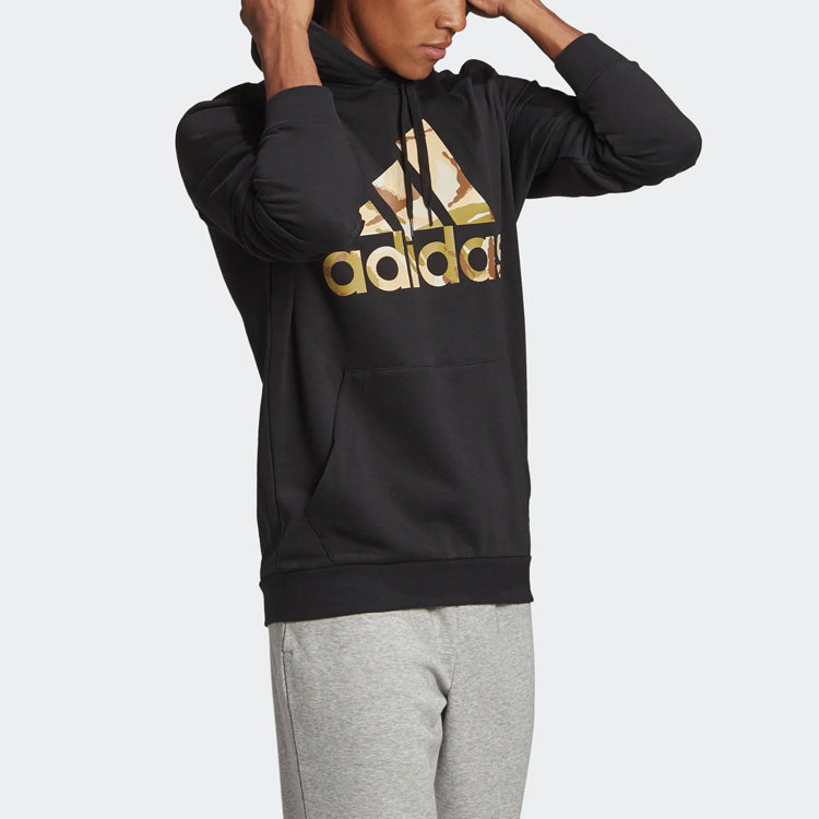 adidas M Camo Hd Logo Printing Sports hooded Long Sleeves Black GL0019
