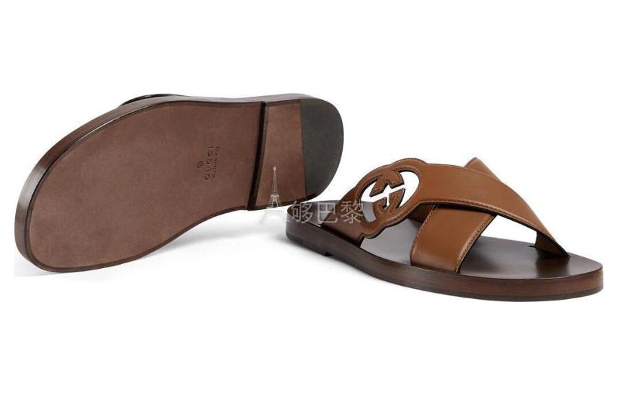 Gucci Side Interlocking G Slide Sandals 'Brown' 738471-US000-2535