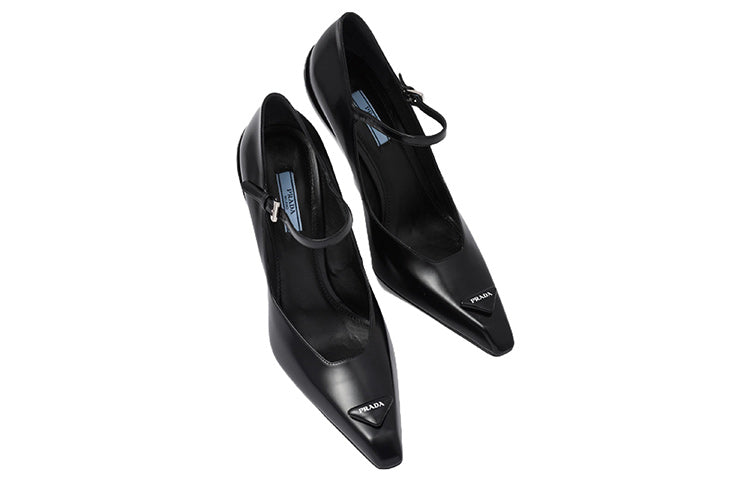 (WMNS) PRADA Brushed Leather Pumps 'Black' 1I982M_055_F0002_F_A095