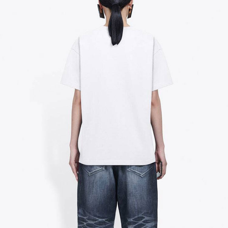 (WMNS) Balenciaga Band Portrait Printing Logo Retro Short Sleeve 'White' 612965TIV479000