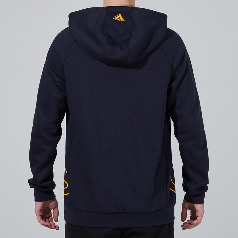 Men's adidas Big Lo Hd Fl Logo Printing Fleece Lined Stay Warm Pullover Blue HB5092