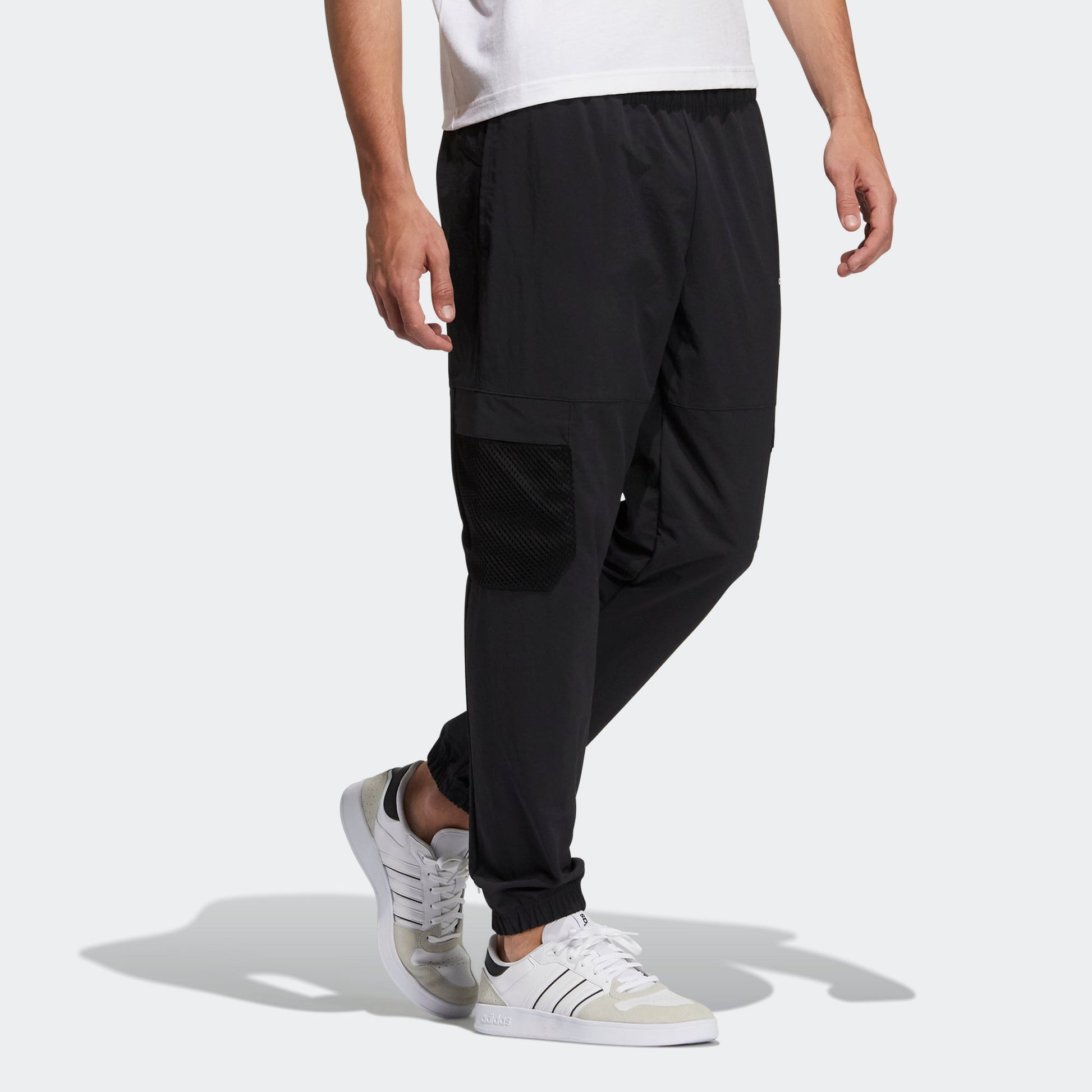 Men's adidas neo Sw Wvn Crg Tp Casual Sports Pocket Elastic Waistband Long Pants/Trousers Black H55277
