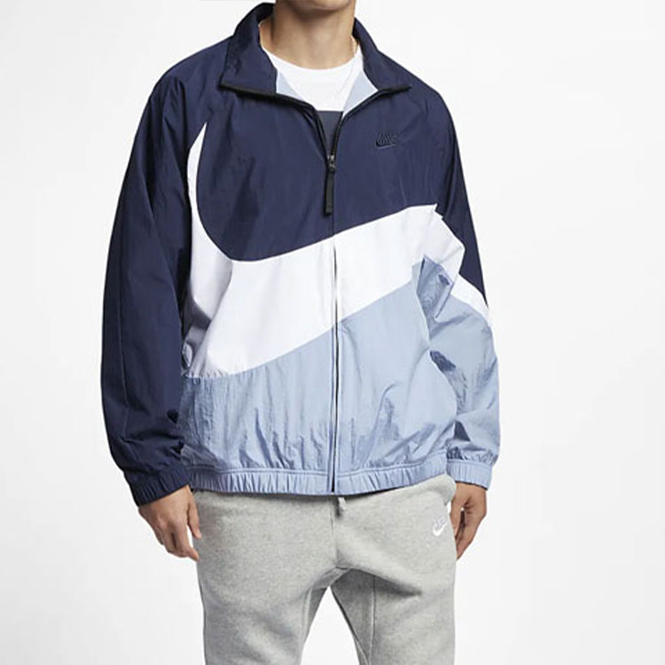 Nike Sportswear Contrasting Colors Large Logo Woven Stand Collar Jacket Blue AR3133-451