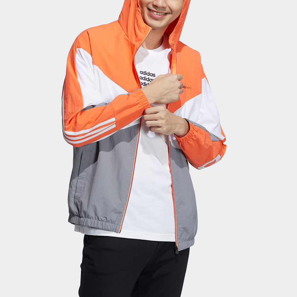 adidas neo M Cs Cb Wb Logo Embroidered Splicing Contrasting Colors Hooded Jacket Orange GP5701