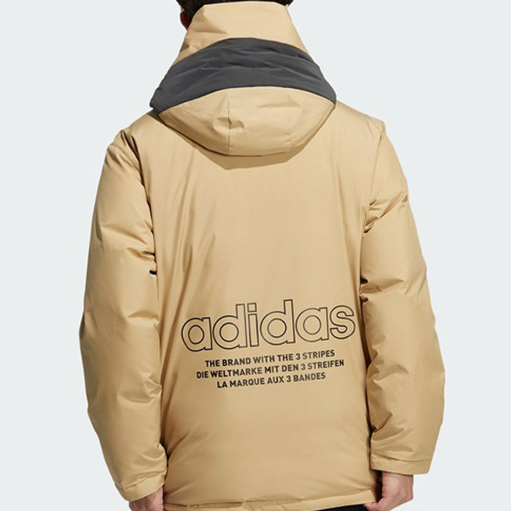 adidas originals Large Logo Cargo hooded Stay Warm Down Jacket Creamy White H66018