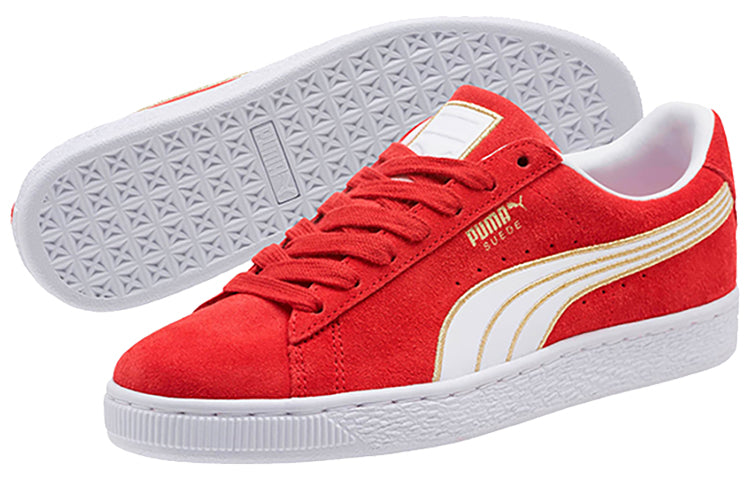 (WMNS) PUMA Suede Varsity Casual Sneakers Red/White/Golden 367735-03