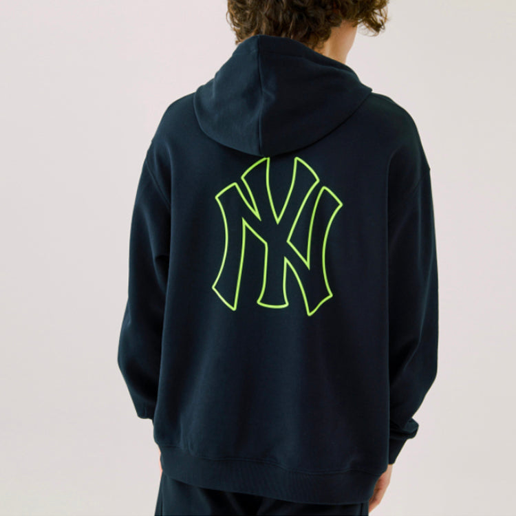 MLB NY hooded Loose Large LOGO Printing Sports Long Sleeves Unisex Black 31HD01011-50L