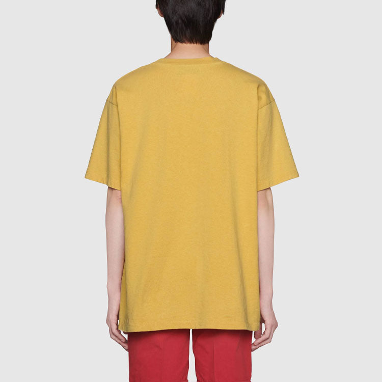 Men's Gucci x THE NORTH FACE Crossover SS21 Casual Alphabet Logo Short Sleeve Light Yellow T-Shirt 616036-XJDCL-7201
