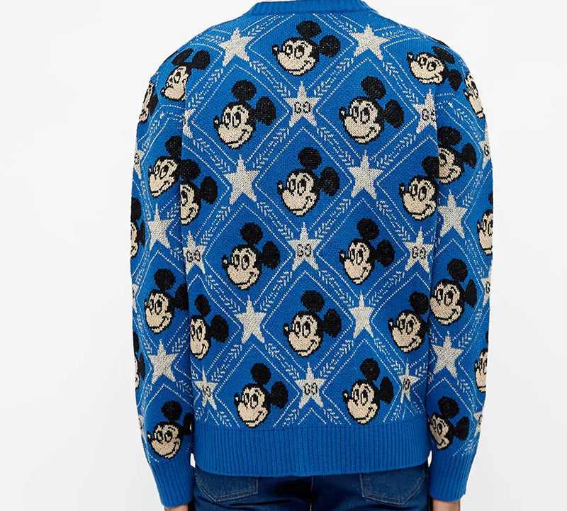 Gucci x Disney Mickey Mouse Knitted Wool Cardigan Long-Sleeve Cardigan 'Blue' 601565-XKA57-4318