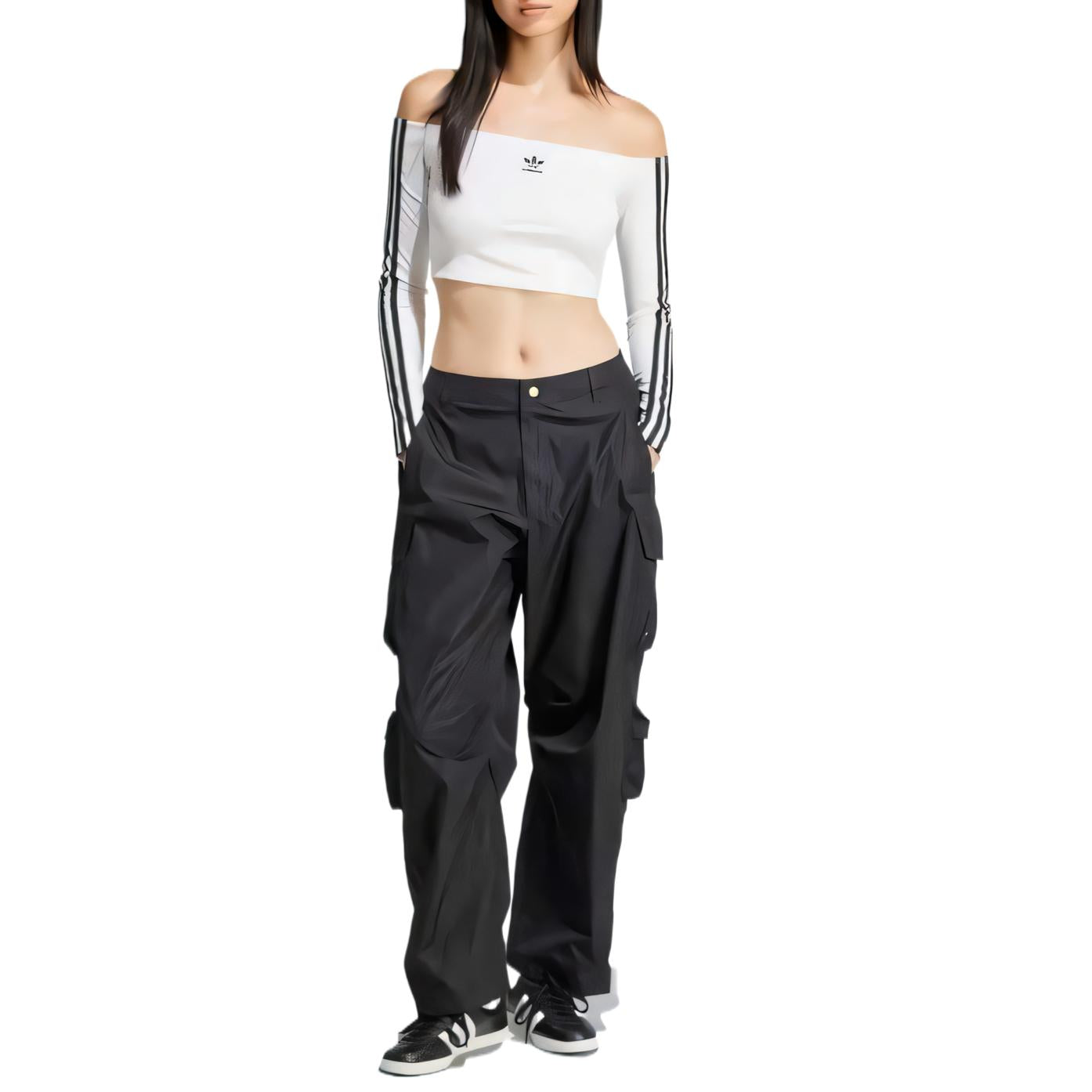 (WMNS) adidas Adicolor Off Shoulder Long Sleeve Long-Sleeve Top Asia Sizing 'White' JD0275