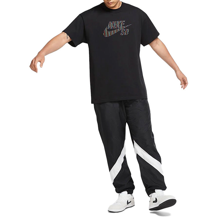 Nike Sb Skateboard Large Colorful Logo Sports Short Sleeve t Black CW1463-010