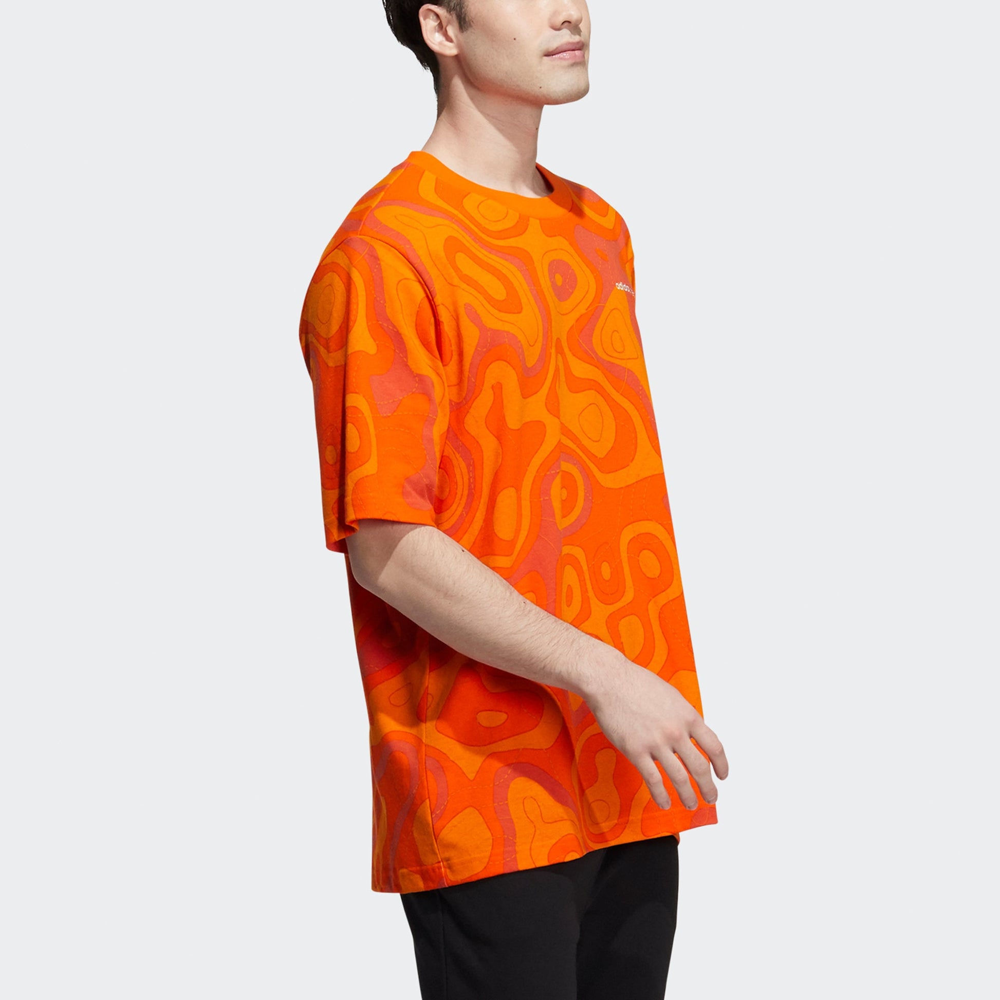 adidas neo M Cg T1 Camouflage Full Print Loose Sports Short Sleeve Orange HE7939