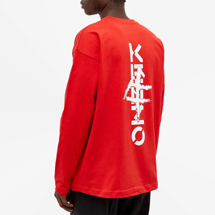 Men's KENZO China Capsule Series Pattern Logo Printing Round Neck Long Sleeves Red FB55TS1644SB-21