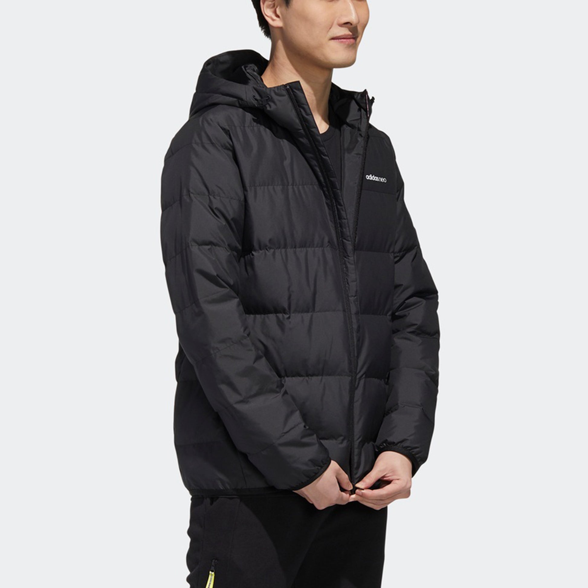 adidas neo M Trans Dwn Jkt Windproof Stay Warm Sports hooded down Jacket Black GM2325