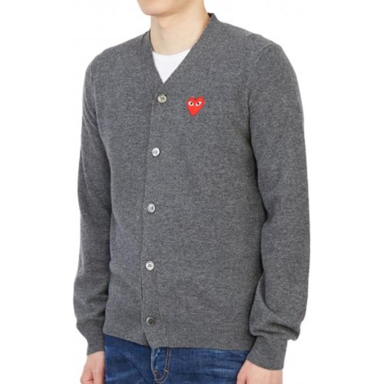 COMME des GARCONS PLAY Cardigan Red Emblem 'Grey' AZ-N008-051-3