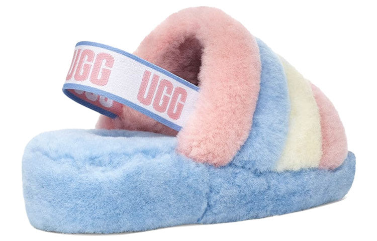 (WMNS) UGG Fluff Yeah Slide Shoe Pink Blue Stripe 1097169-PSTR