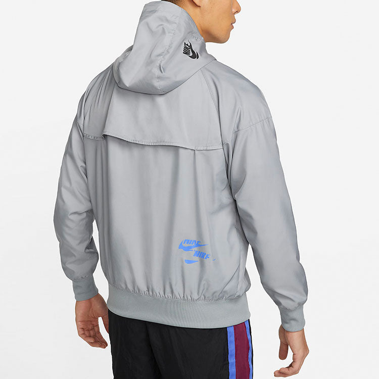 Nike Sportswear Sport Logo Printing Woven Breathable Hooded Jacket 'Grey' DM6868-073