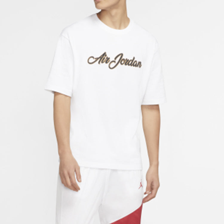 Air Jordan Remastered Logo Embroidered Round Neck Short Sleeve White CJ6218-100