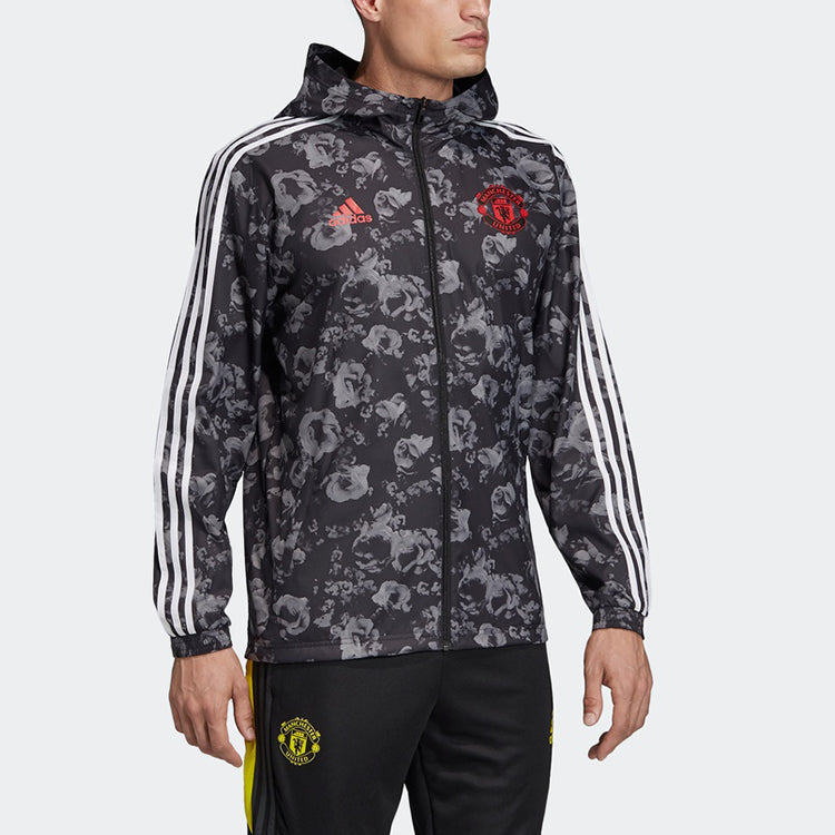 adidas MUFC Windbreakr Soccer/Football Manchester United Zipper Hooded Jacket Black EI9873