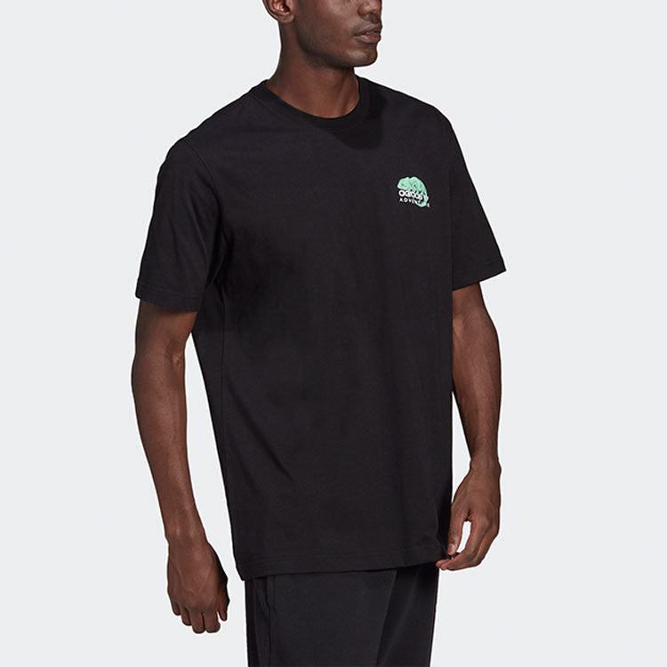 adidas originals Pckalot Tee Retro Printing Sports Round Neck Short Sleeve Black HF4762
