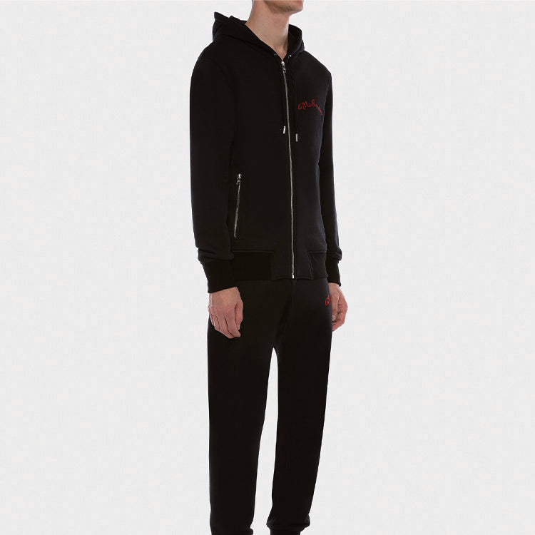 Men's Alexander McQueen hooded Alphabet Long Sleeves Black 599617QOZ820901
