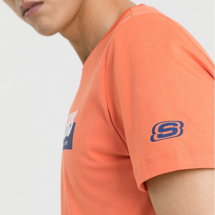 Men's Skechers Printing Short Sleeve t Orange Red C219M025-003