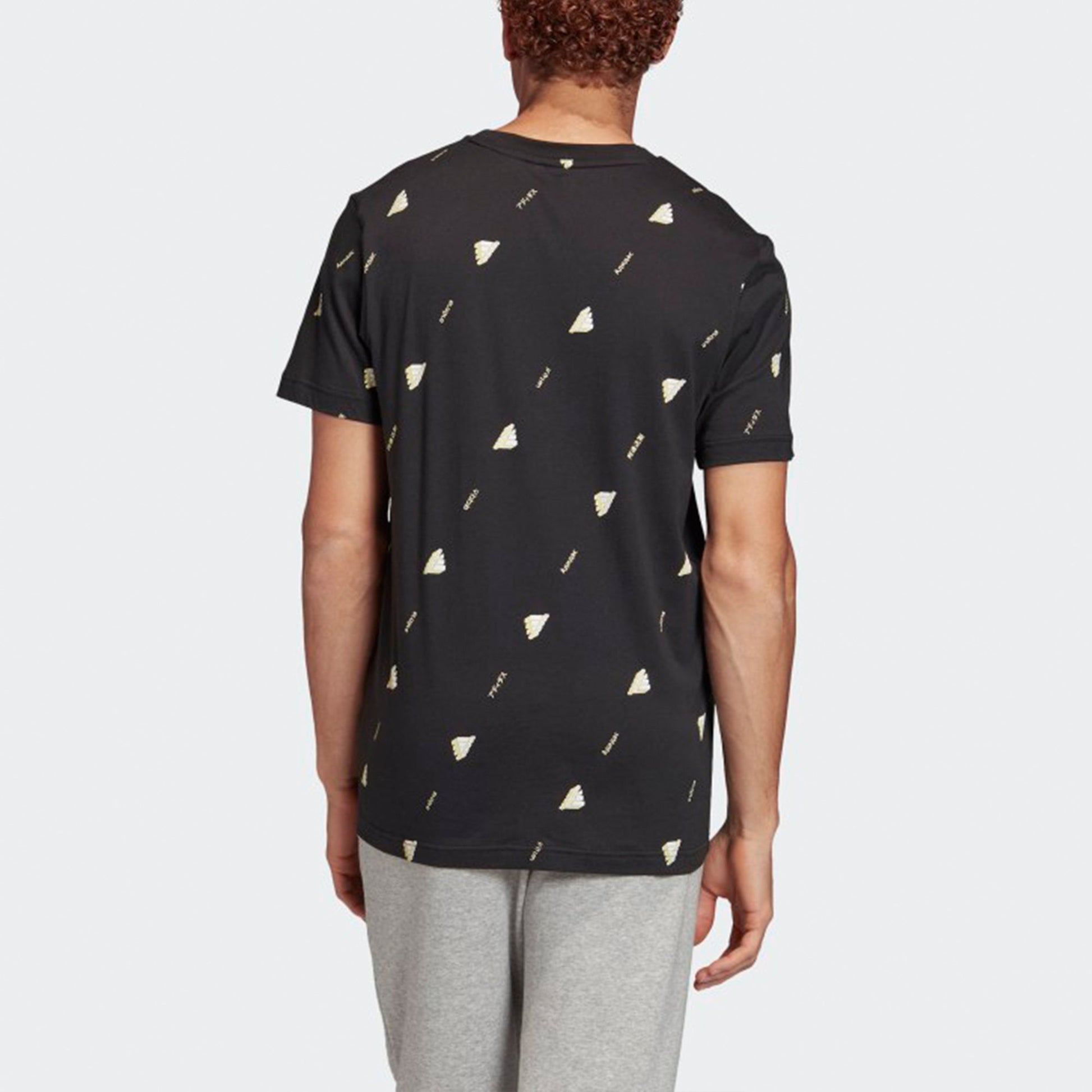 adidas Mhe Tee Gfx 2 Full Print Sports Round Neck Short Sleeve Black FQ6217