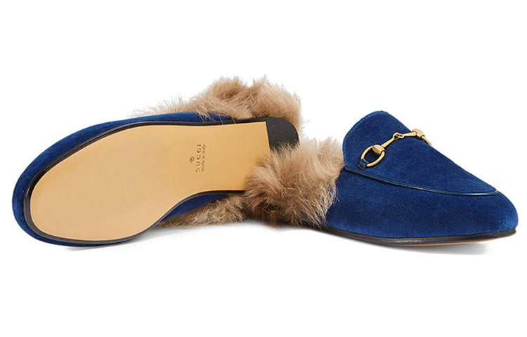 (WMNS) Gucci Princetown Velvet Fur Lined 'Cobalt Blue' 448657-K4D50-4572