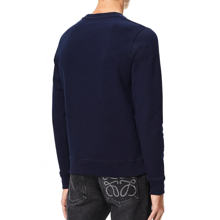 Men's LOEWE Anagram Logo Embroidered Cotton Pullover Navy Blue H526341XA1-5110