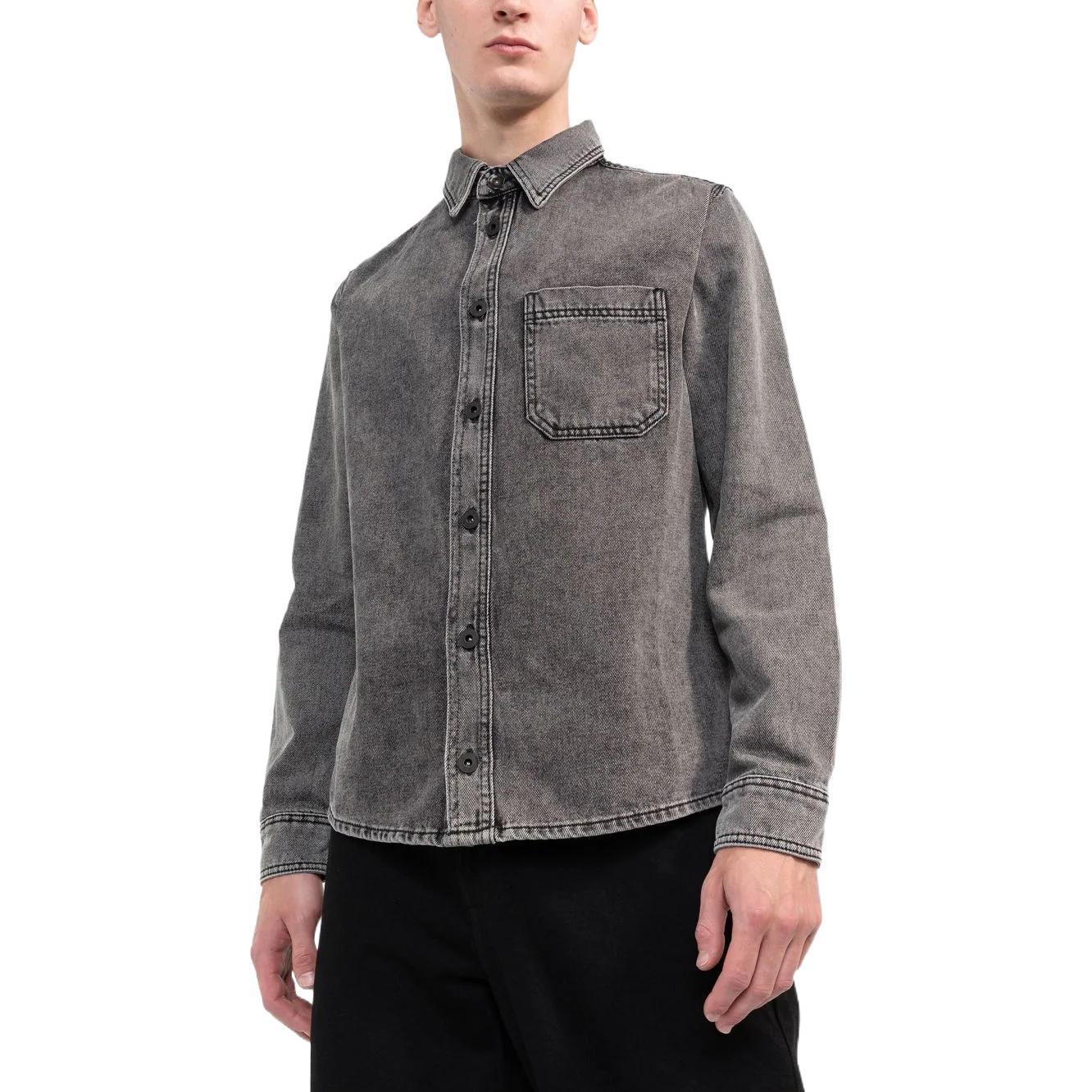 Men's Off-White Chest Denim Long Sleeves Brown Shirt OMYA027C99DEN0041210