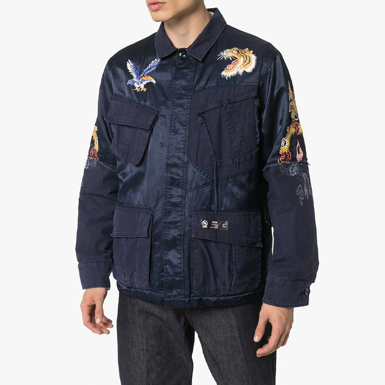 Men's NEIGHBORHOOD Embroidered Shirt Jacket Blue 192NYNHJKM02