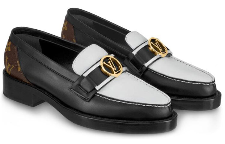 (WMNS) LOUIS VUITTON Academy Flat Loafers 'Black with Monogram Back' 1A66QN