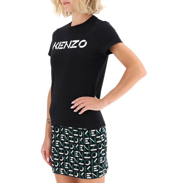 KENZO FW20 Logo Pattern Round Neck Short Sleeve Black FA62TS8414SJ-99