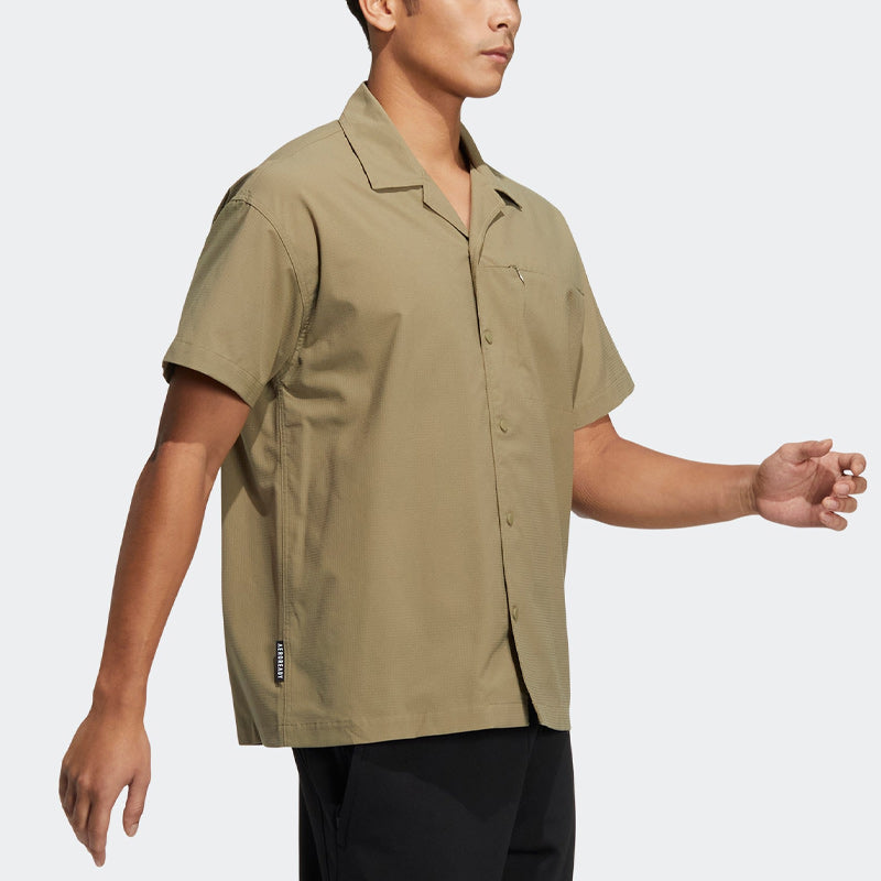 adidas originals Solid Color Sports Short Sleeve Shirt Khaki HD0028