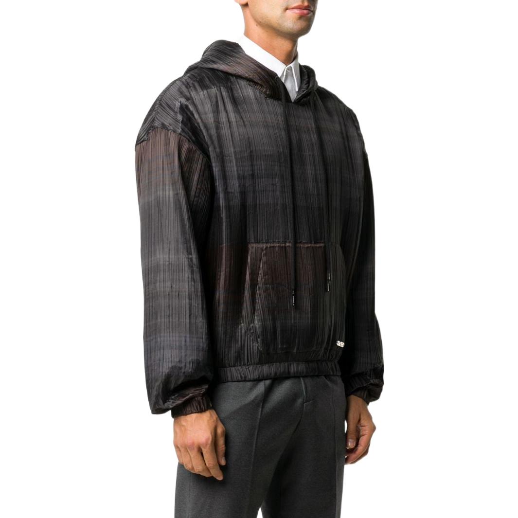 Men's Off-White SS22 Stripe Hooded Long Sleeves Version Black OMBB037F20FAB0016000BROWN