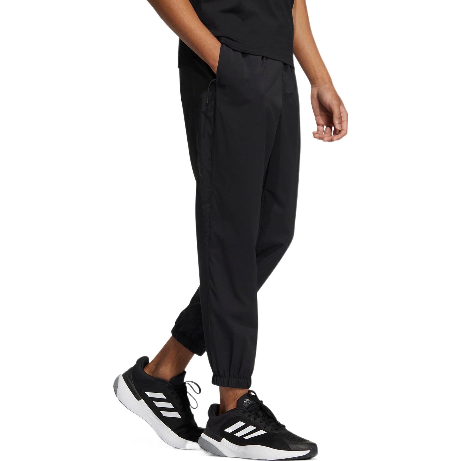 Men's adidas Solid Color Brand Logo Elastic Waistband Bundle Feet Sports Pants/Trousers/Joggers Black HM2941
