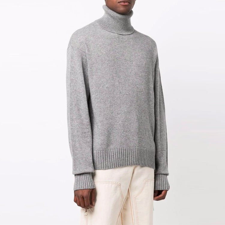 Off-White ribbed High Collar Pullover Ordinary Version Unisex Gray OMHF027F21KNI0010606