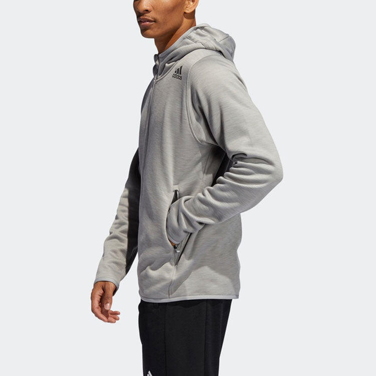 adidas M Clima Hoodie Sports Training Fleece Lined Hooded Jacket Gray FP6678