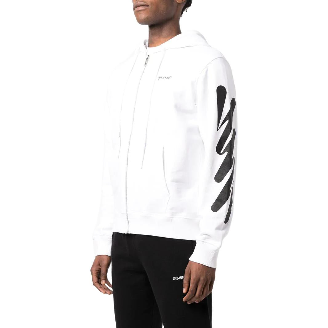 Off-White Wave Diag Print Zip-Up Hoodie OMBE013S22FLE0040110