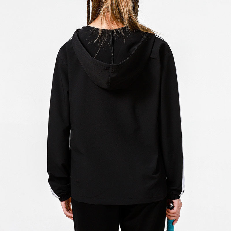 (WMNS) adidas neo Training Sports Stripe Loose Hooded Jacket Black H36746