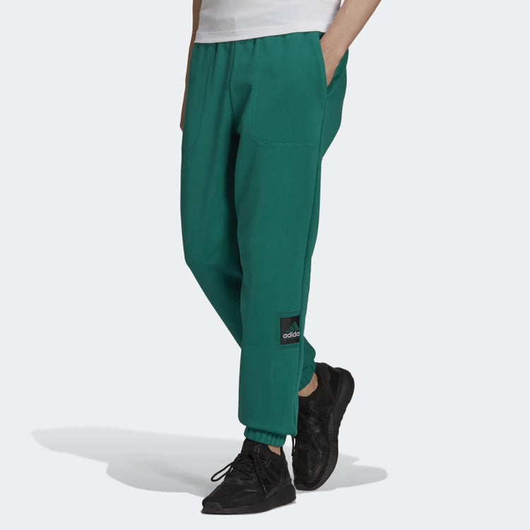 Men's adidas Logo Solid Color Loose Bundle Feet Sports Pants/Trousers/Joggers Green HG8086