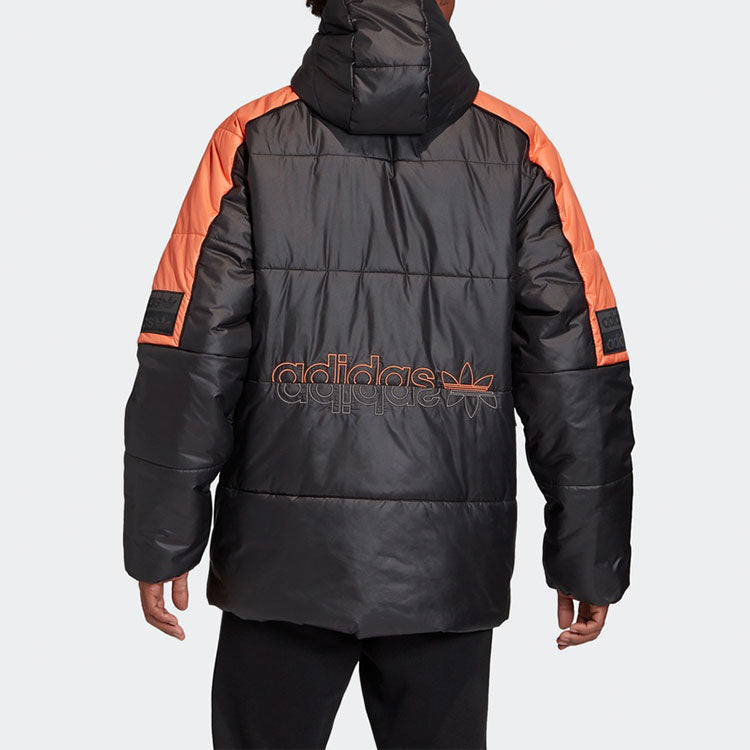 adidas originals R.y.v. Padded Stay Warm Colorblock Sports mid-length Hooded Padded Jacket Black GC8687