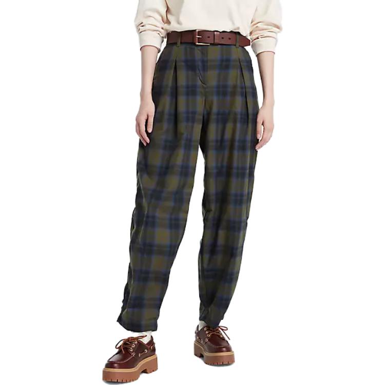 (WMNS) Timberland Plaid Print Pants 'Olive Green Blue' A6RZW-302