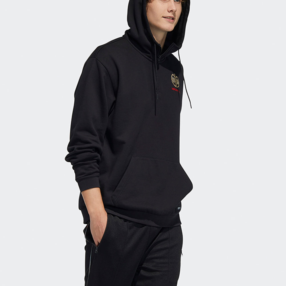 Men's adidas neo Back Logo Pattern Half Zipper Black H52968