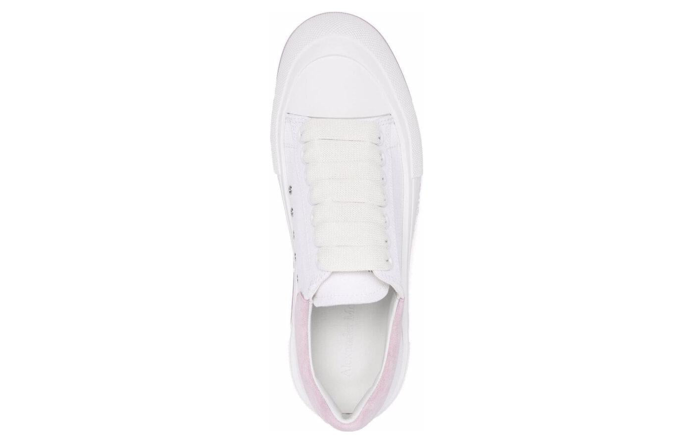 (WMNS) Alexander McQueen Deck Skate Plimsoll Lace Up 'White Lilac' 654593W4MV79490