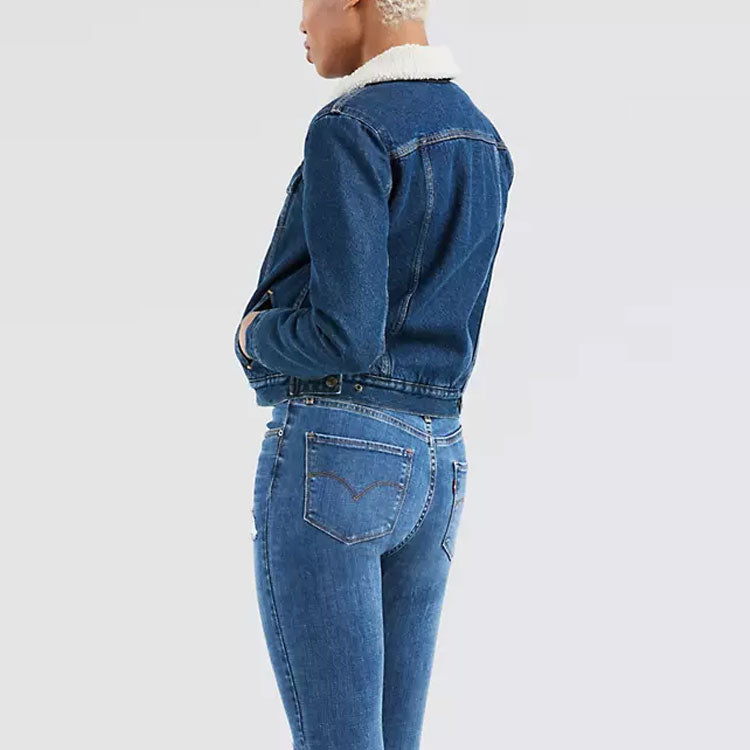 Levis Imitation Lamb Wool Denim Jacket Blue 36136-0013