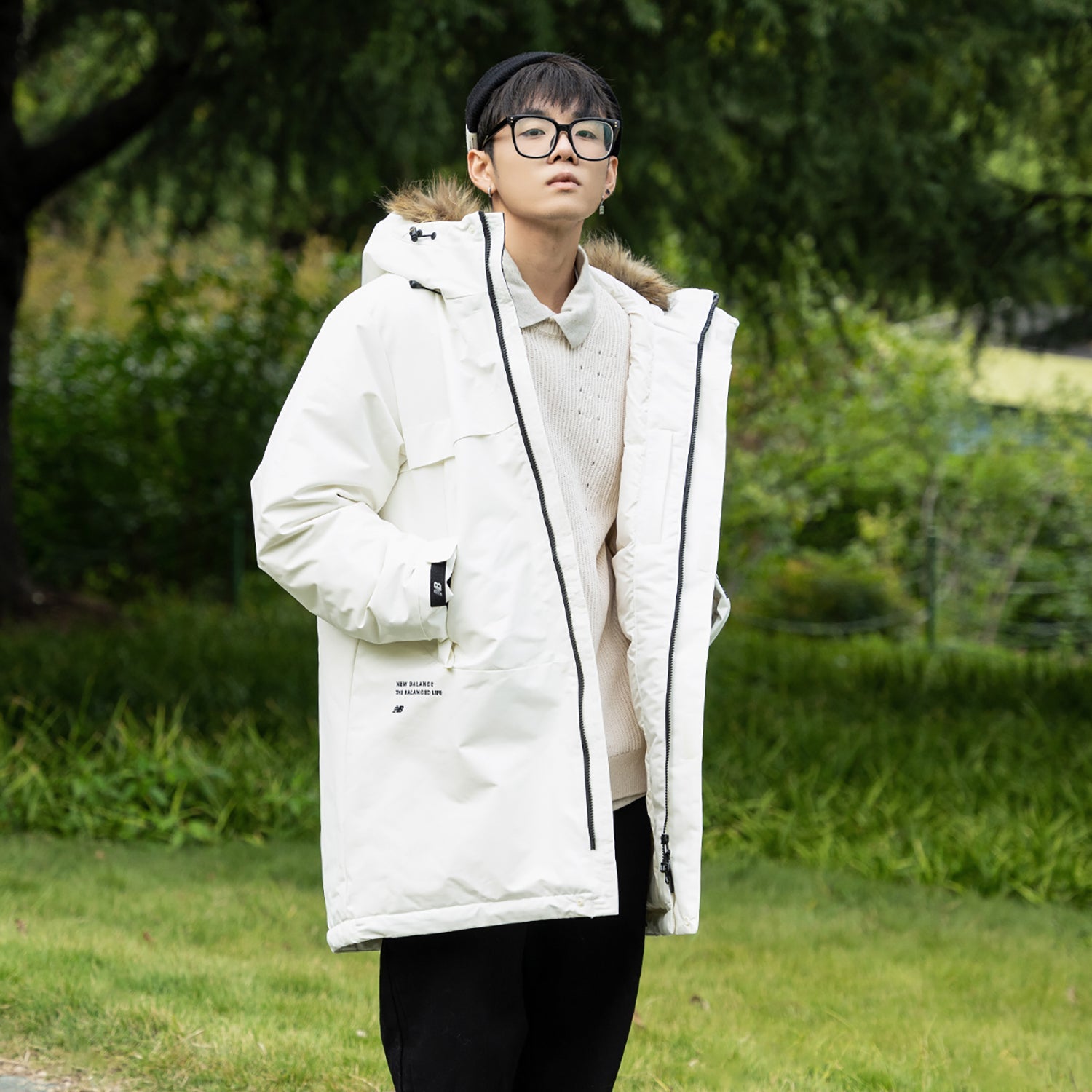 New Balance Long Puff Down Jacket Asia Sizing 'White' 5PC44303-IV